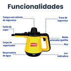 Limpador à Vapor com 9 acessórios + Brinde Esponja Mágica
