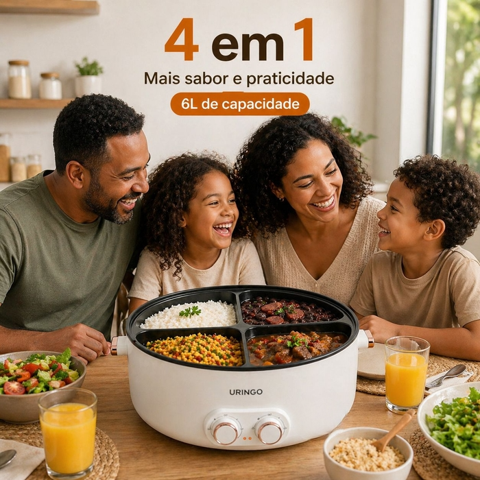 Panela Elétrica Inteligente 6L com 4 Compartimentos