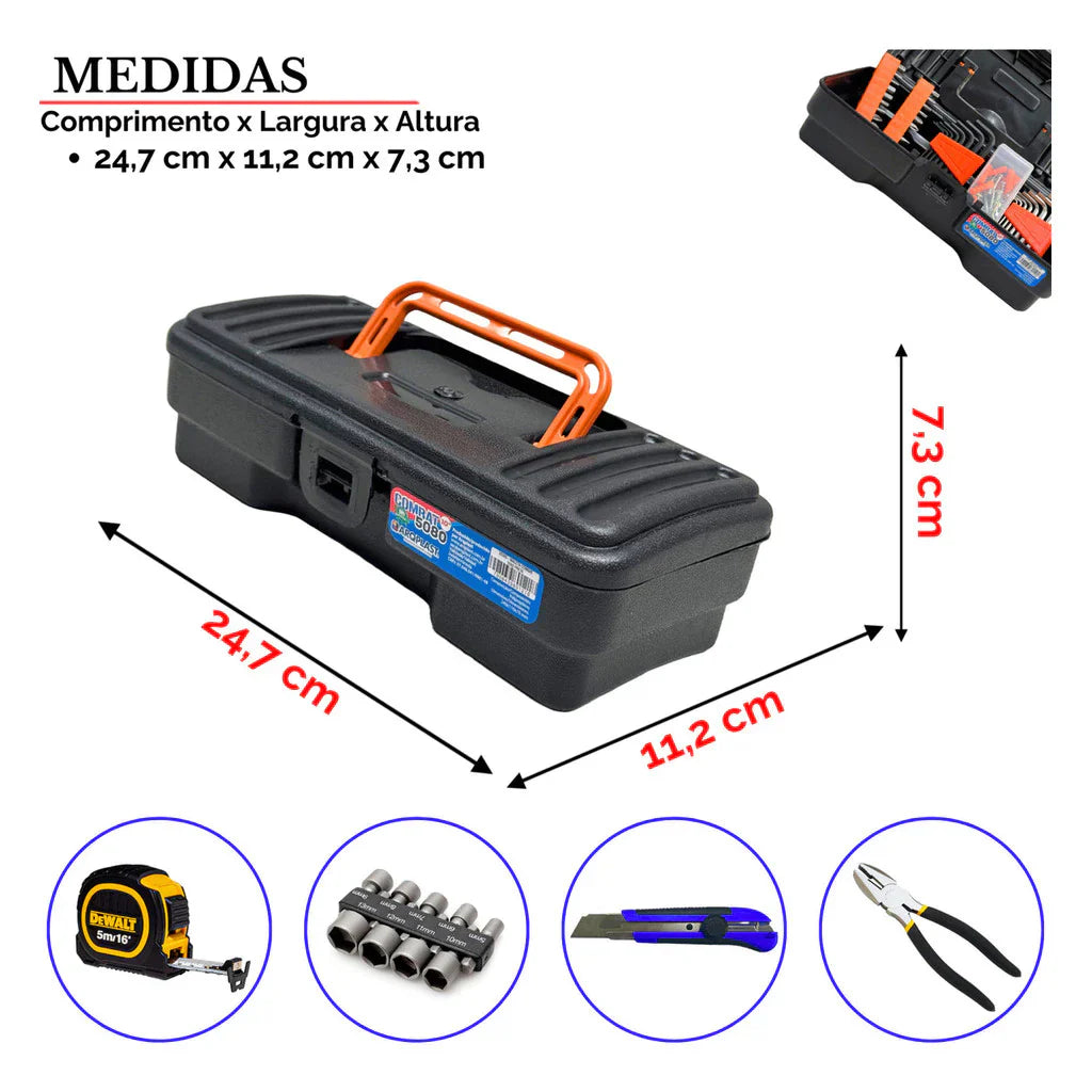 Kit 6 Maletas Ferramentas Caixas Reforçadas Pequena Grande Caixa Mecânico Reforçada